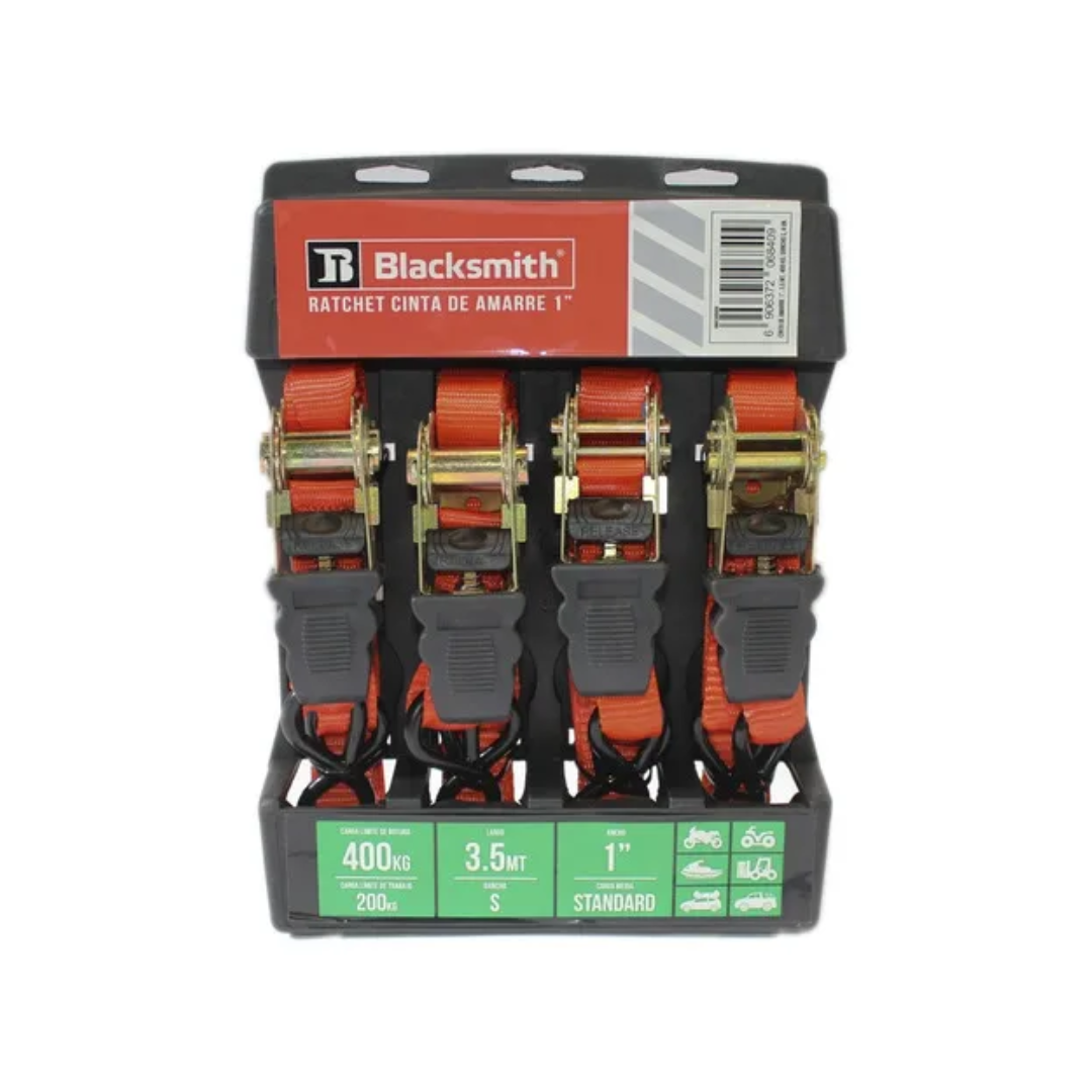 "Pack de 4 eslingas ratchet 400kg para carga y transporte"
