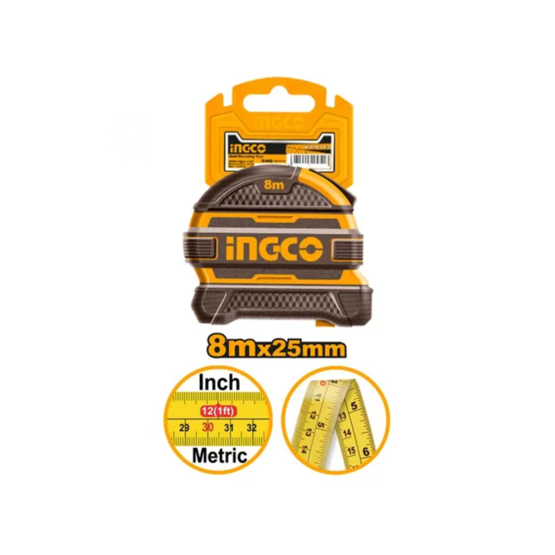 Huincha de medir HSMT08825 sobre superficie metálica